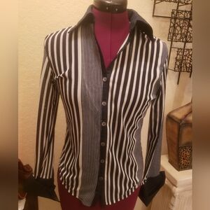 Striped Blue and White Women's Blouse